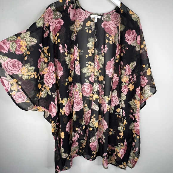 Maurices Sweaters - Sheer floral kimono boho‎ dark romantic whimsigoth flowy cardigan
